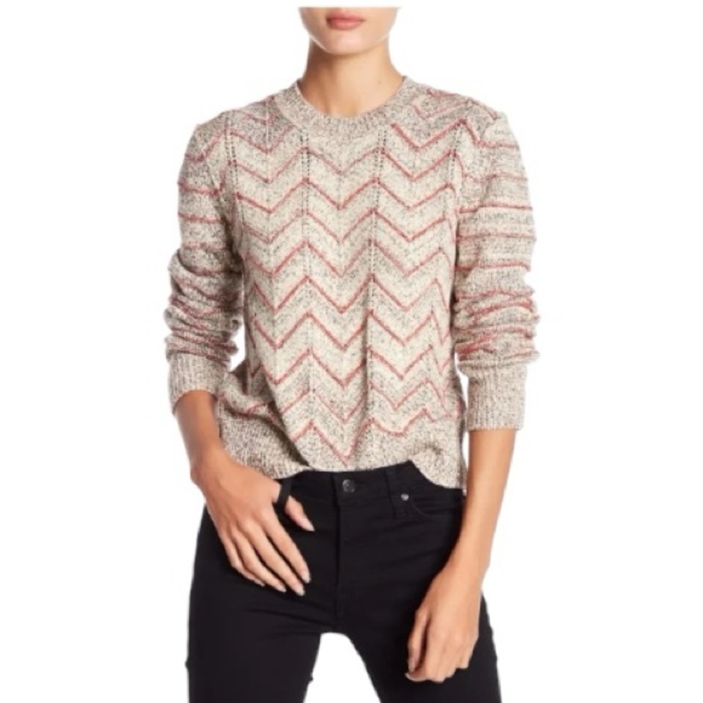 Free People Zig Zag Chevron Crewneck Sweater Size XS